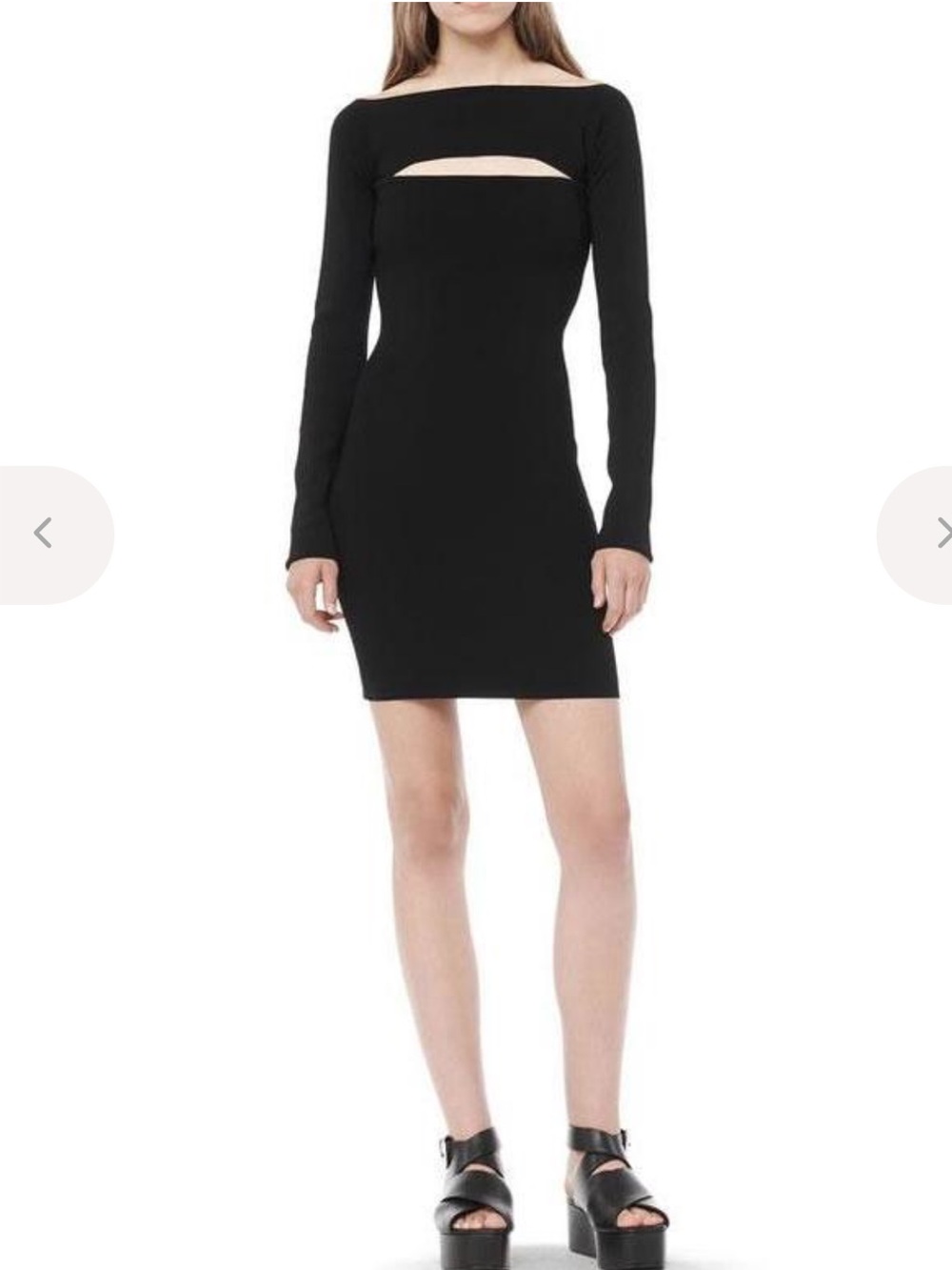 T by Alexander Wang Cutout Long Sleeve Bodycon Mini Dress Black Small